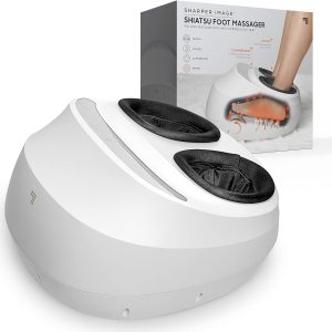 Sharper Image Electric Shiatsu Foot Massager with Heat & Air Compression, Deep Kneading Rollers & Washable Cover, Targets Heels, Balls & Arches up to Mens Size 12, Gift for Women & Men